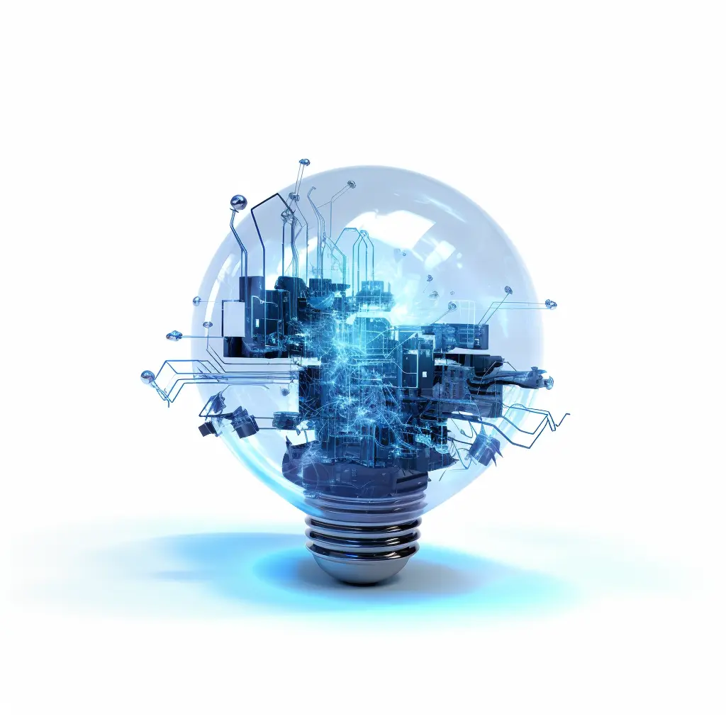 Abstract network emerging from an idea lightbulb